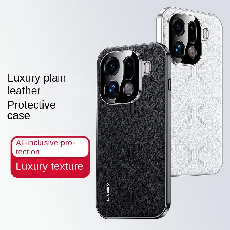 Einfache Leder + Kameraobjektiv-Schutzhülle Für OPPO Find X9 Pro Find X9 X8 Pro X7 Schlank Gute Textur Abdeckung