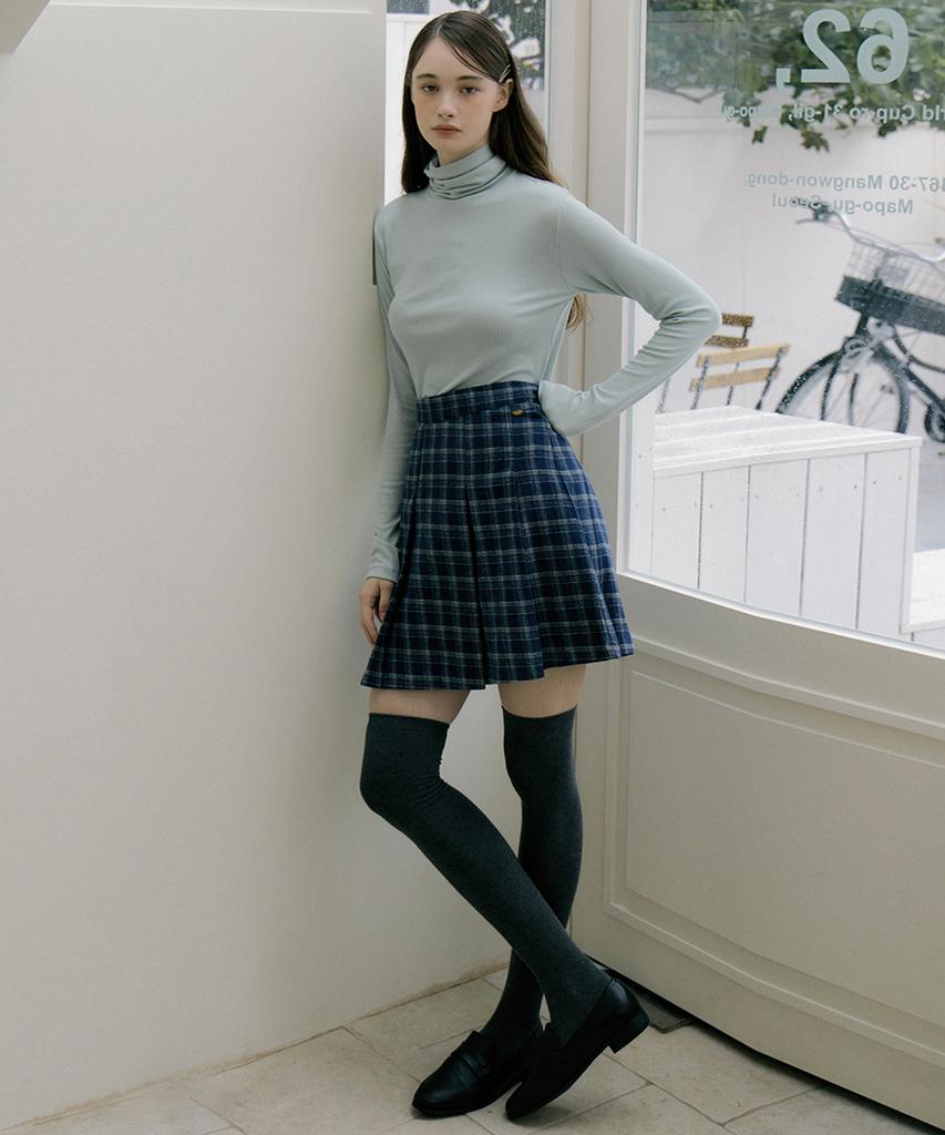 Riorg Eot Checkered Pleats Mini Skirt Indigo