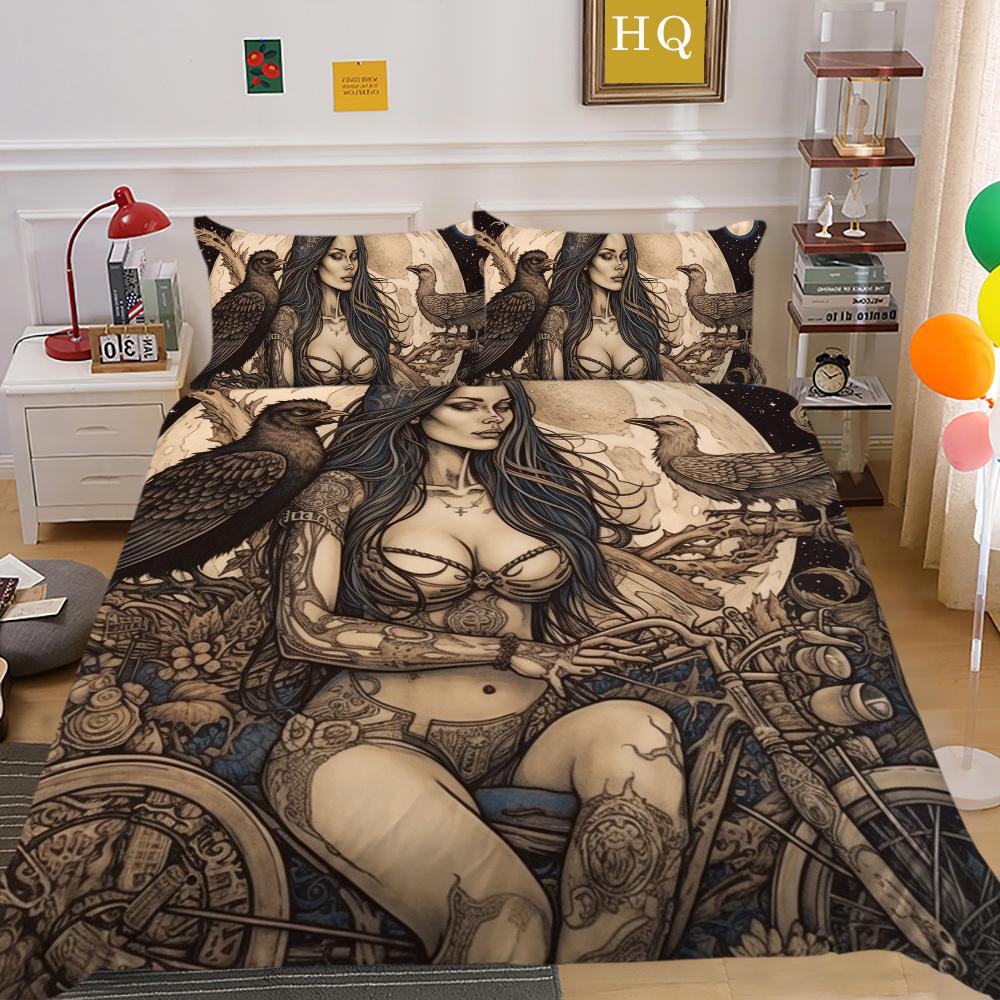 Krásný povlak na lůžkoviny s potiskem lebky Dvojitá velikost Mikrovlákno Ložní prádlo Teen Cool Módní Dekorace ložnice