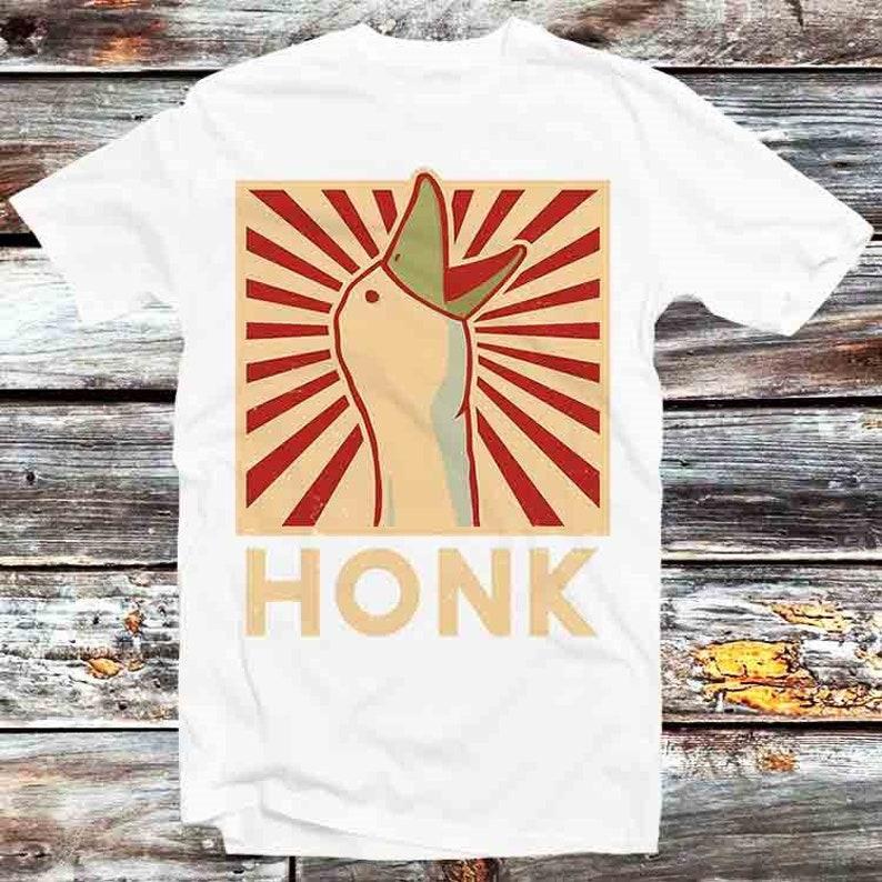 

230 Gsm 100% Cotton Honk Goose Duck Animal Funny Meme T Shirt Vintage Retro Cool Gift Mens Womens Unisex Cartoon Anime Top Tee B424 XXS белый