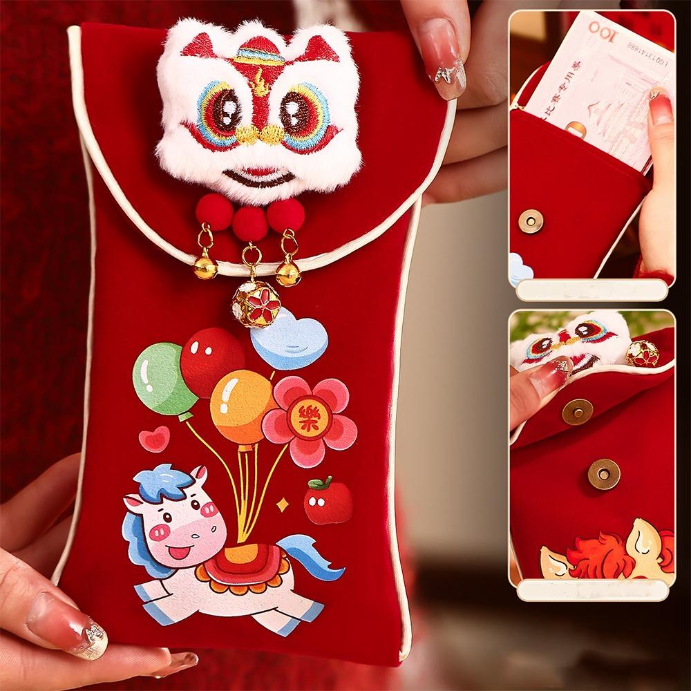 Chinese Style New Year Money Envelopes 2026 Horse Year Lucky Money Bag Money Pocket Kids Gift
