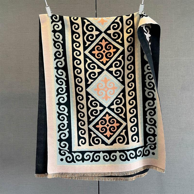 Korean Japanese Style Vintage Geometric Printed Scarf For Women