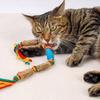 Cat Toys Cotton Rope with Natural Wood Polygon Segments Interactive Toy Chew Resistant Teeth Cleaning Toy