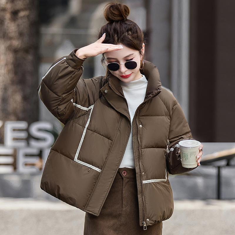 2025 winter new cotton jacket stand-up collar short versatile Korean loose padded jacket women's padded jacket foreign slimming jacket