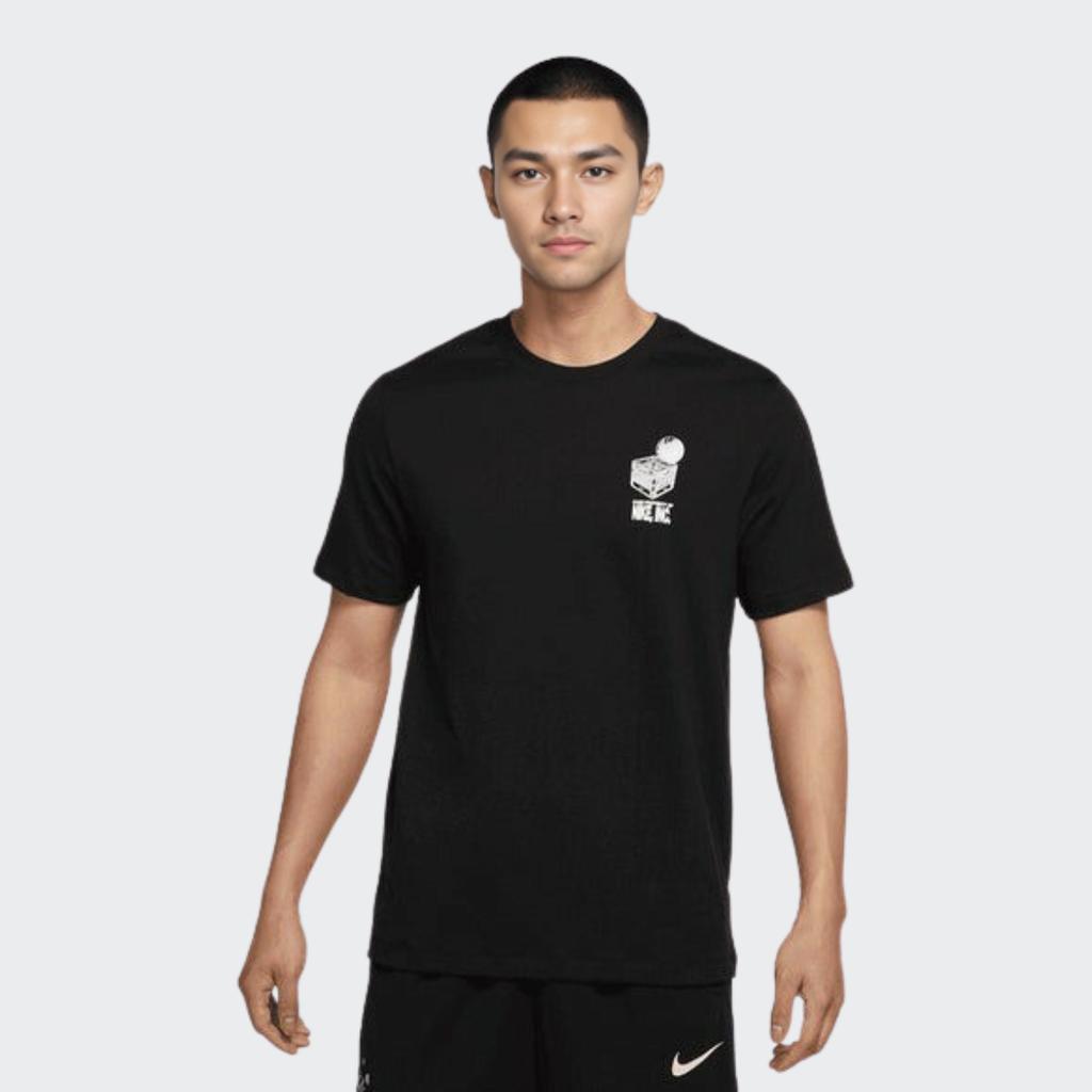 Nike Geometric Pattern Print Vintage Round Neck T-Shirt With Standard Shoulders Men Tops Black DR7638-010