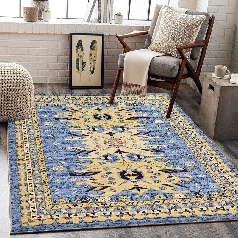 Tapetes Estilo Boêmio Vermelho Bege Padrão Geométrico Floral com Almofadas para Poltrona Cinza Decoração de Plantas Coleção Acento para Casa