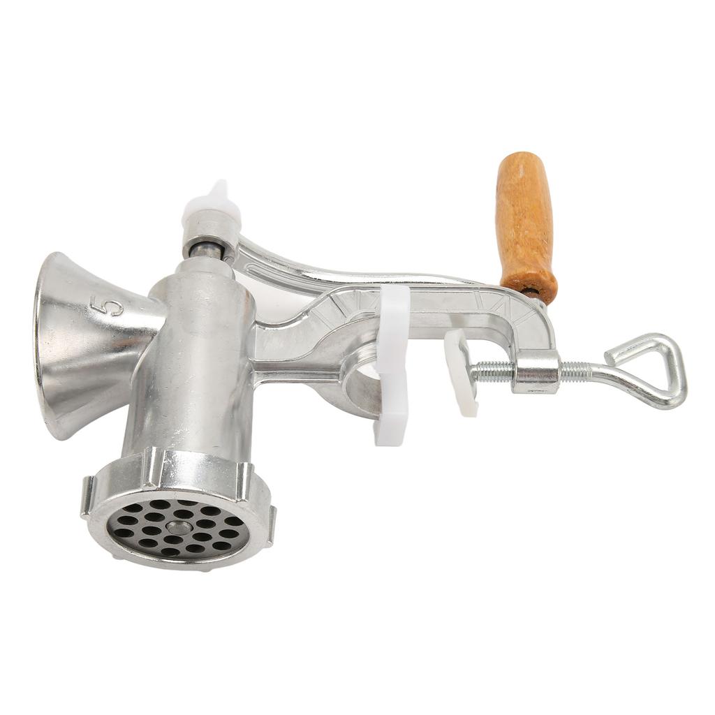 Manuell Köttkvarn Aluminiumlegering Hushållshand Köttmalningsmaskin med Trähandtag för Hemmet
