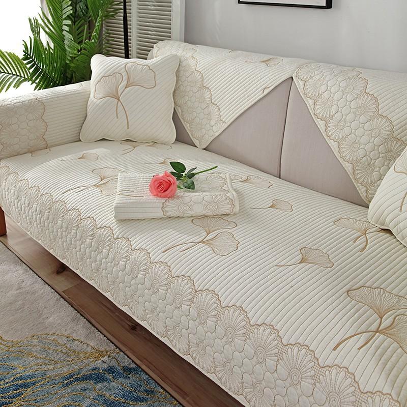 

Sofa Cushion Four Seasons Universal Non-Slip Fabric Pure Cotton Simple Modern Seat Cushion Cotton Solid Wood Sofa Cover Towel Cover Cloth 70*70cm