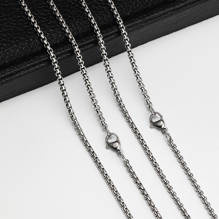 Stainless Steel Square Pearl Chain Necklace DIY Jewelry 3.0 Titanium Twist Box Chain
