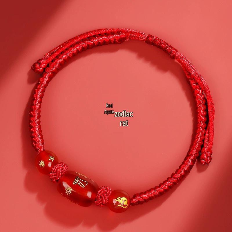 2025 Year of the Snake Zodiac Red String Bracelet for Men and Women