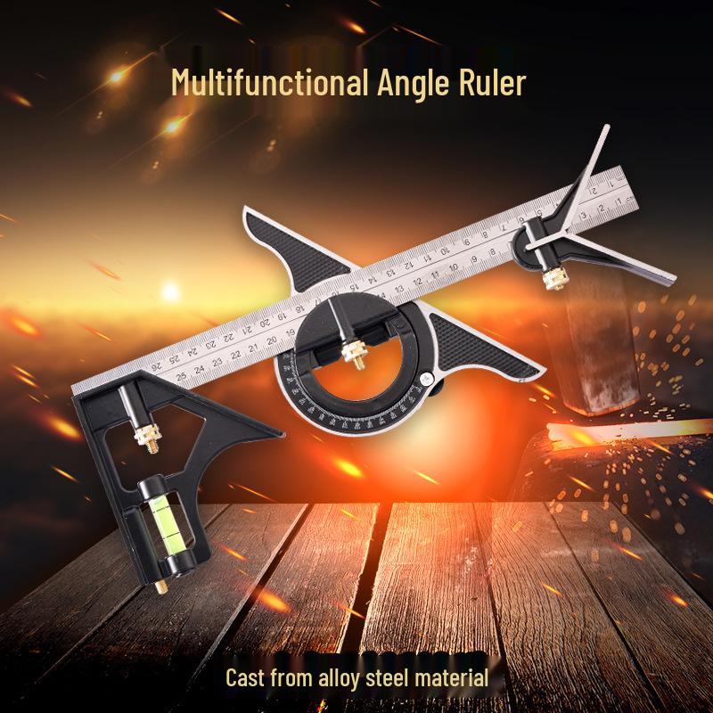 300mm Aluminum & Stainless Steel Multi-Functional Combination Square Set for Woodworking Combination Square (300mm)