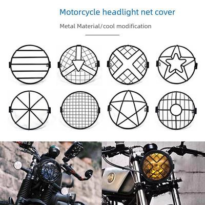 Motorcycle Headlight Mesh Cover for CG125 Baboon & EN Xinyuan 400 Retro Grid Design