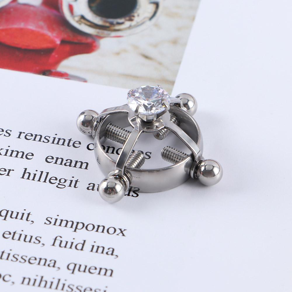 1PC Round Non Piercing Nipple Ring Stainless Steel Inlaid Zircon Fake Nipple Shield Piercing Jewelry Screw Nipple Clamps