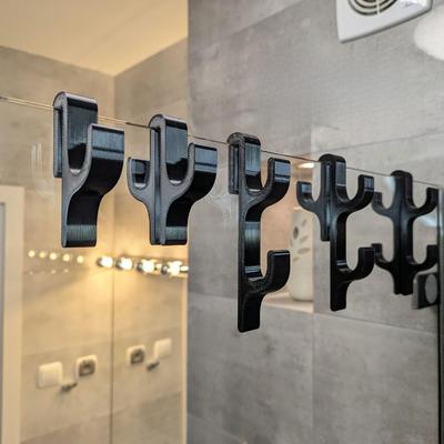 1PC Shower Hook Portable Shower Hook Bathroom Glass Door Clip Multi-function Hook