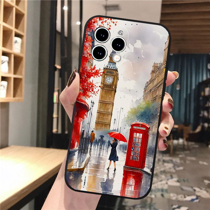 

London Bus Telephone Box Big Ben Phone Case For iphone 17 Pro Max Air 16 15 14 13 Pro Max 15 16 Pro 15Plus Shell iPhone 17ProMax