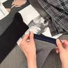 Schwarze Wadenstrümpfe für Damen im Herbst und Winter, einfarbig, reine Baumwolle, schlankmachende Plüschsocken