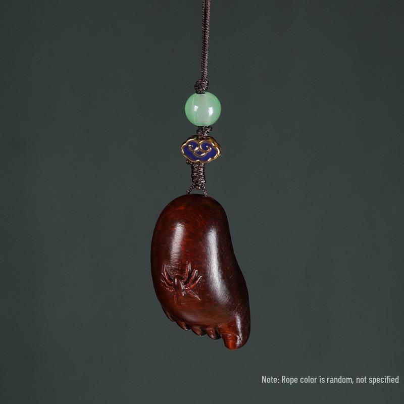 Rosewood Carved  Contentment is Happiness  Handheld Pendant & Phone Bag Accessory