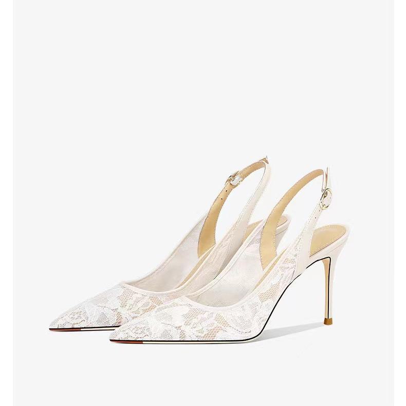 Women's Summer French-Style Wide-Foot High-Heeled Baotou Sandals - Comfortable, No-Tiring Pointed Toe Design