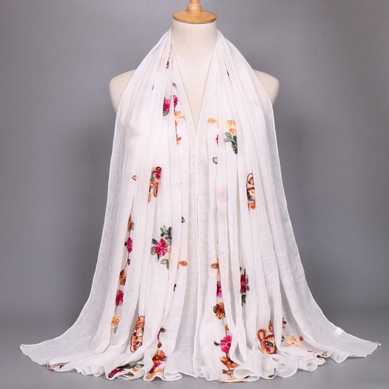 Women Fashion Plain Beige Stitch Cashew Floral Viscose Shawl Long Soft Wrap Neck Snood Pashmina Headband Muslim Hijab Sjaal