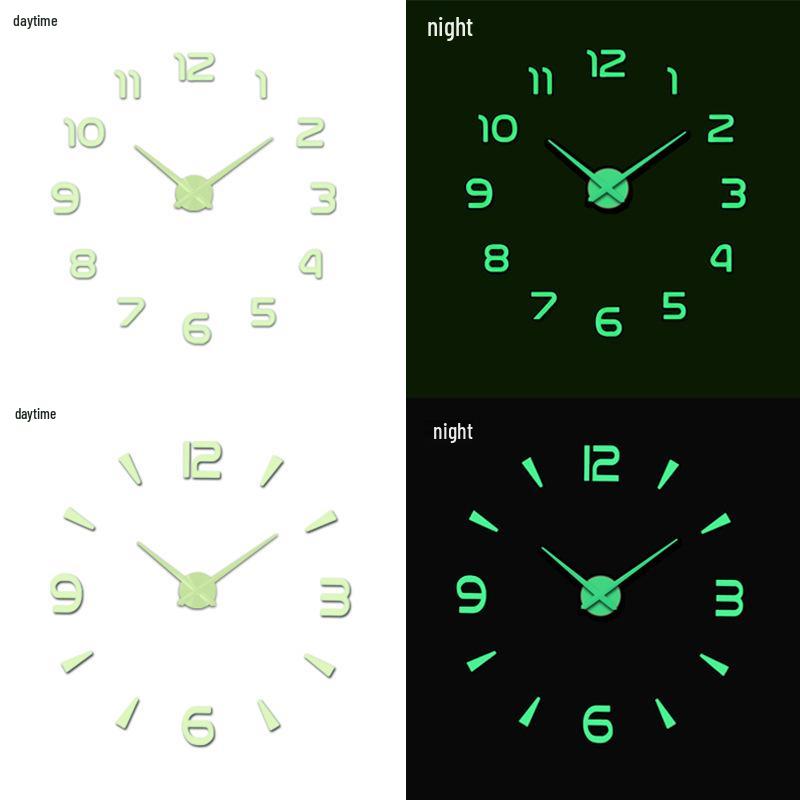 Europäischer Stil Leuchtende Digitale DIY Wanduhr - Leise, Aufkleber-Design für Arbeits- und Wohnzimmer
