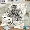 "ONE PIECE" Flannel Blanket Comfortable Warm Print for Bedrooms, Sofas, Beds, Chairs, Picnics, Travel