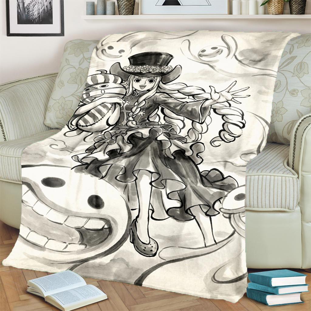 "ONE PIECE" Flannel Blanket Comfortable Warm Print for Bedrooms, Sofas, Beds, Chairs, Picnics, Travel