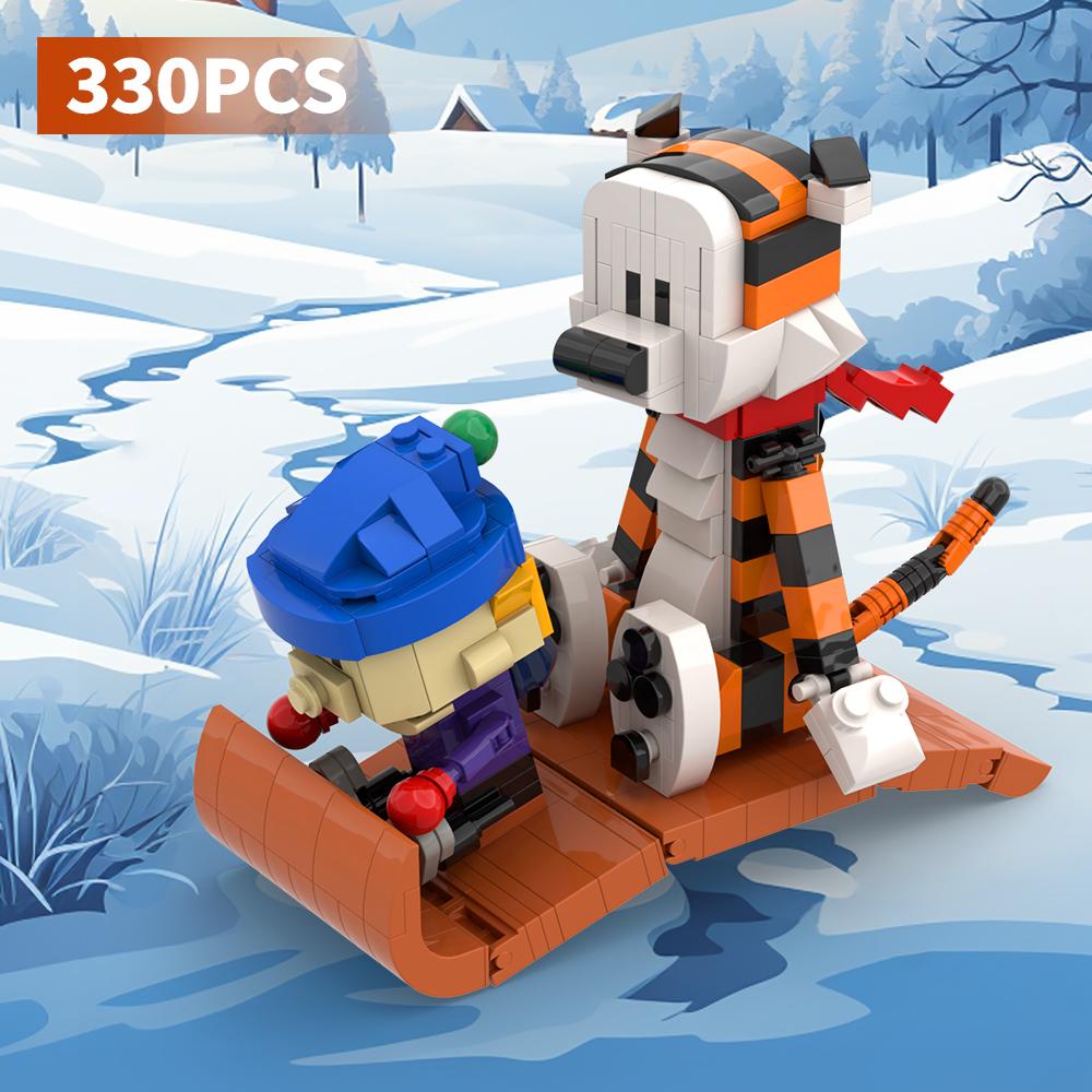 

MOC Calvined and Hobbes Building Blocks Set Classic Comic Boy and Tiger Bricks Toys for Children Christmas Birthday Gifts