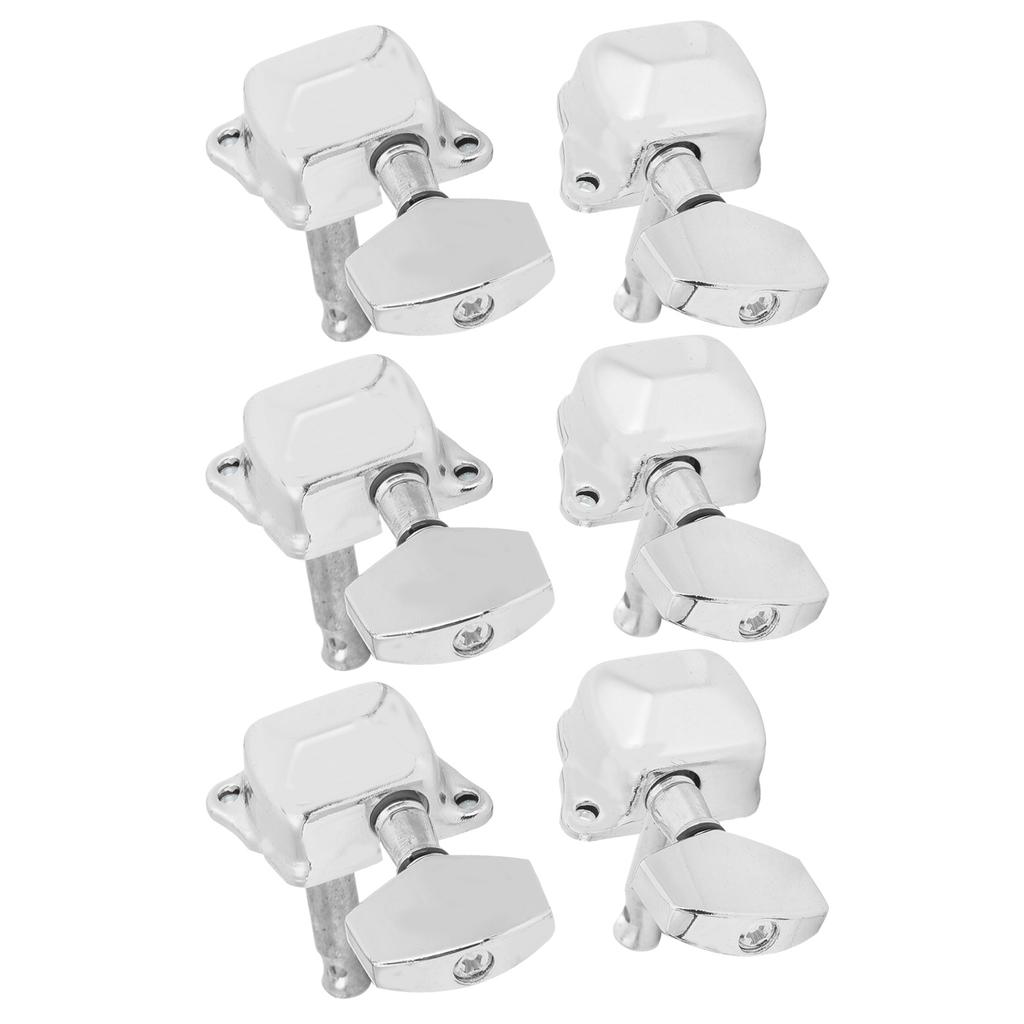 Stimmmechanik für halboffene Gitarre 3 links 3 rechts Musikinstrumententeile(Silber )