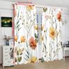 2PCS- Fresh plant flowers - Printed curtain - Polyester material - suitable for bedroom, living room, study, private space