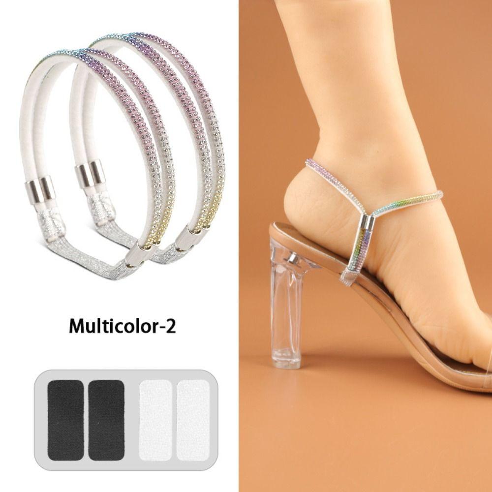 2Pairs Bundle High Heels Women Shoeslaces Ankle Holding Shoes Decorations Lazy Shoelaces Adjustable Elastic Shoe Belt Women