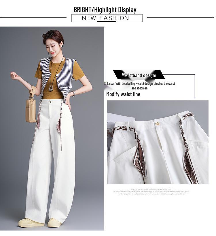 2026 Spring Korean Style High-Waisted Wide-Leg Chic Casual Pants
