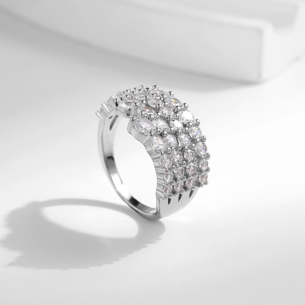 MODIAN 925 Silver Classic Sparkling High Level Zirconia Trendy Finger Ring Party Luxury Wedding Jewelry For Women Gift