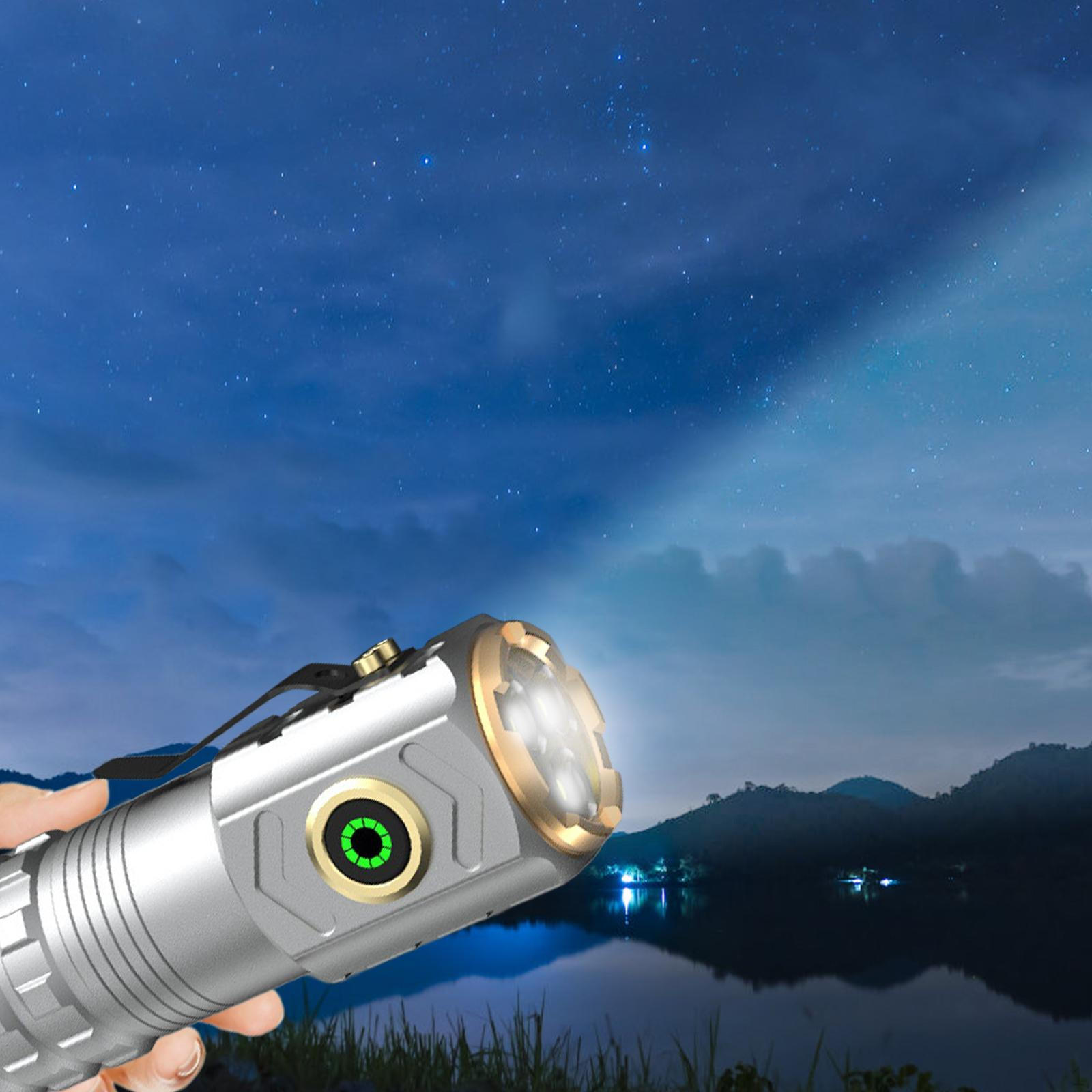 

Світлодіодний ліхтарик, перезаряджуваний ручний ліхтарик для подорожей, чорний срібний