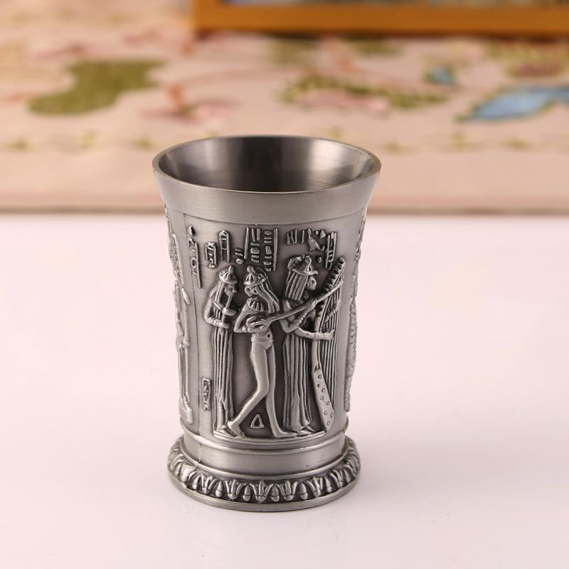 

Vintage Egyptian wine glass drinking small swallow cup creative bullet cup personality cup bar cocktail glass one sip cup 892p ancient tin