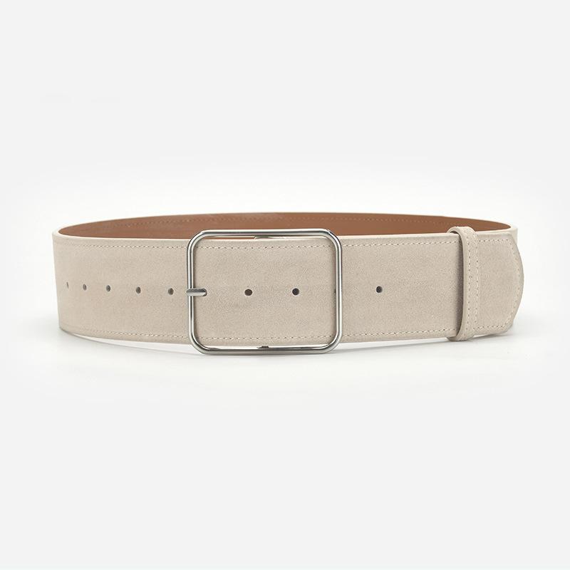 Retro Brede Riem Dames Mat Eenvoudig Met Jeans Rok Riem Gesp Leer Riem 105*5.8cm beige