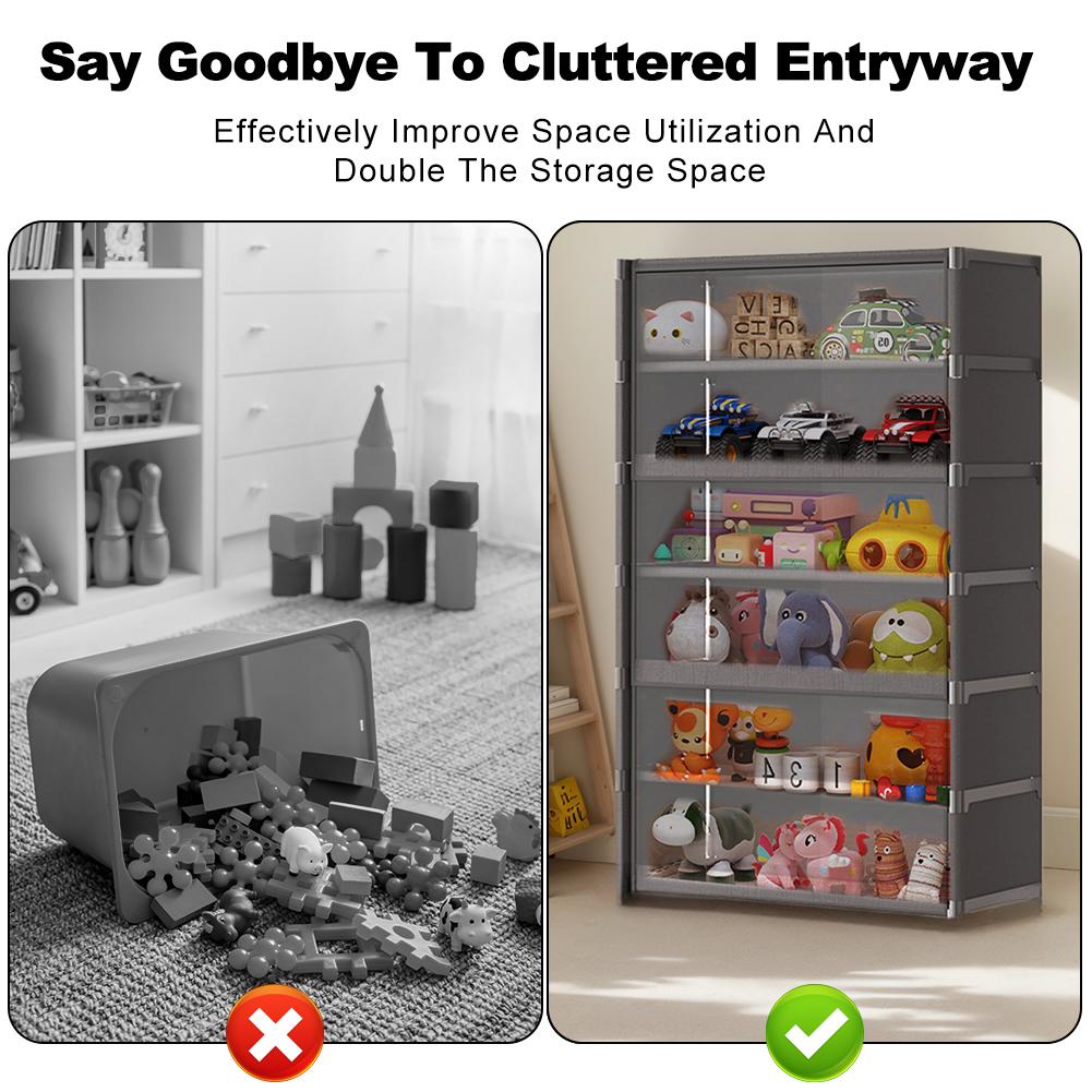 7 Tiers Shoe Storage Cabinet with Clear Flip Door Sundry Items Storage Organizer 20kg Load Books Shelf Cabinet for Bags Clothes