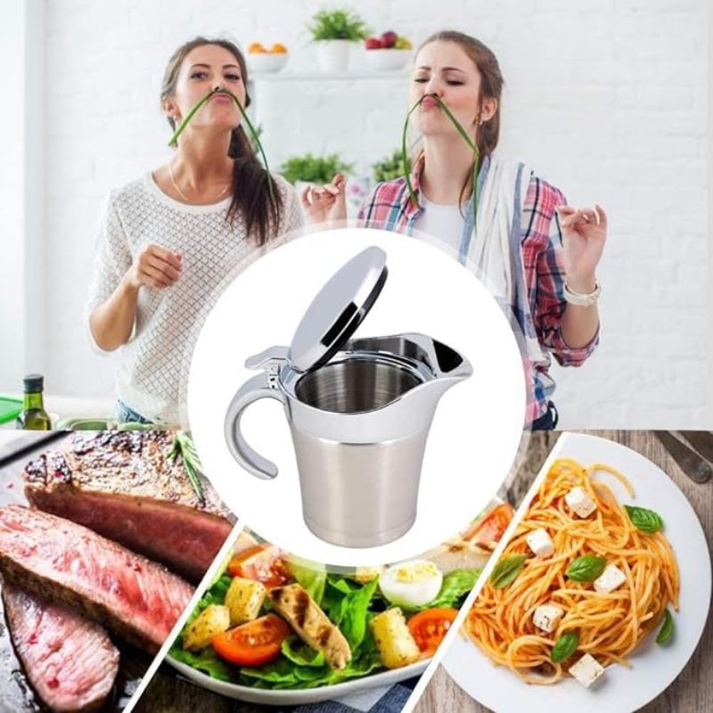 Isolerad såskastrull Rostfritt stål Termoisolerad Dubbelväggig Sås- och såssåsbehållare Såskanna Restaurang Serveringskanna