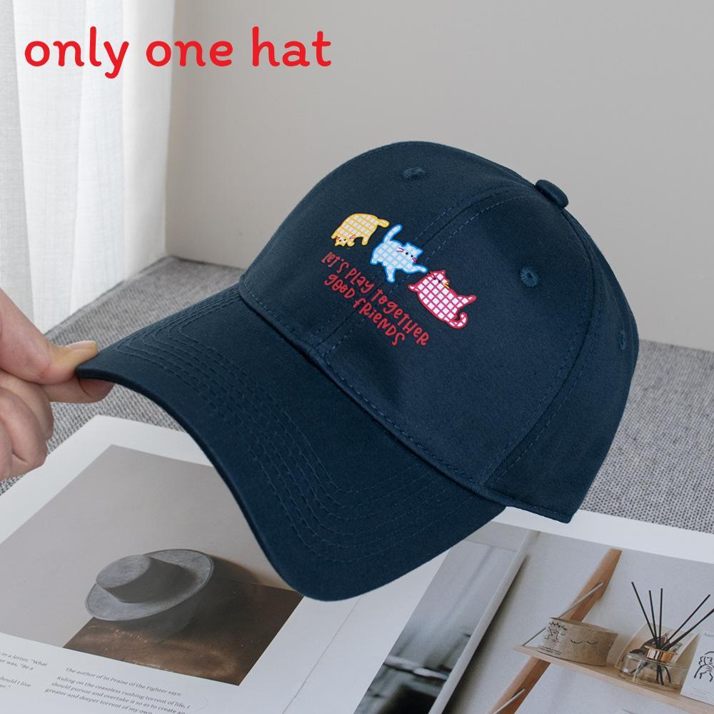 Cute Cartoon Cat Cotton Baseball Cap With Adjustable Fit For Casual Wear