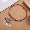 1PC Ethnic Style Color Splitting Text Beads Oil Dripping Alloy Necklace Bai Chain Bell Pendant Collar Headdress