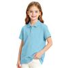 Girls' Short Sleeve School Uniform T-Shirt with Three Button Placket