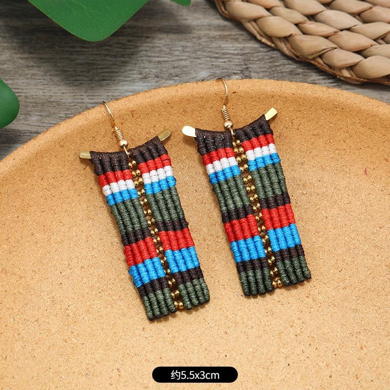 Niche Design Woven Earrings Bohemian Retro Resort Style Personality Temperament Handmade Earrings