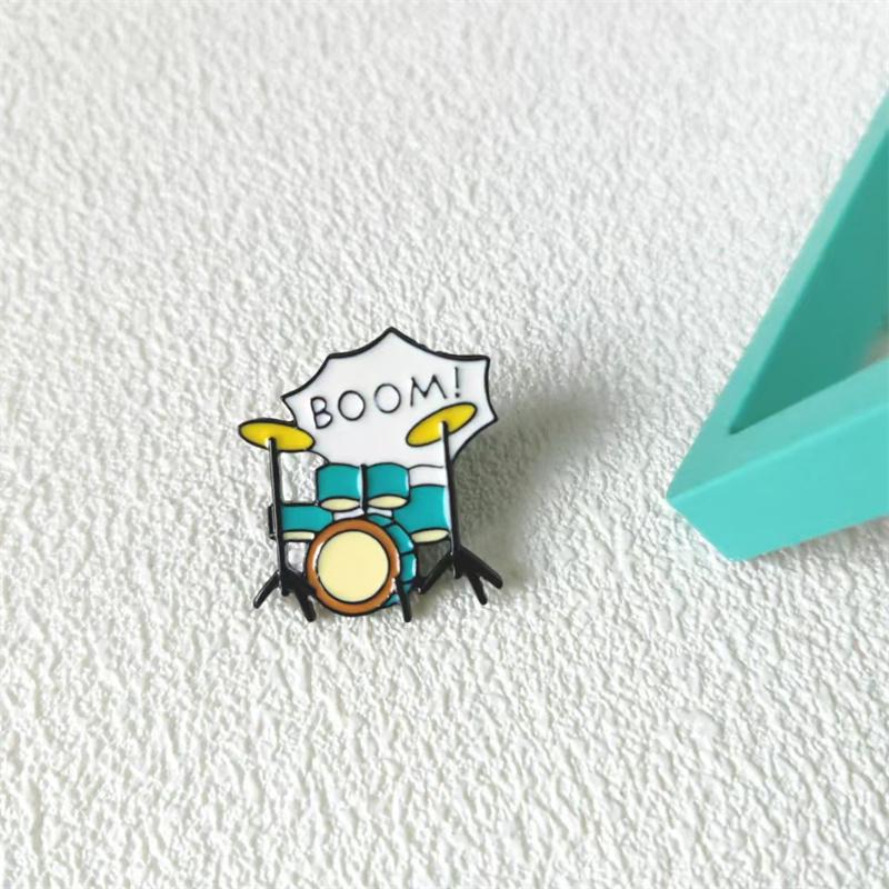 Miuscial Enamel Pin Jazz Drum Set Mircophone Trumpet Brooches Lapel Badge Jewelry Gift for Kids Friends