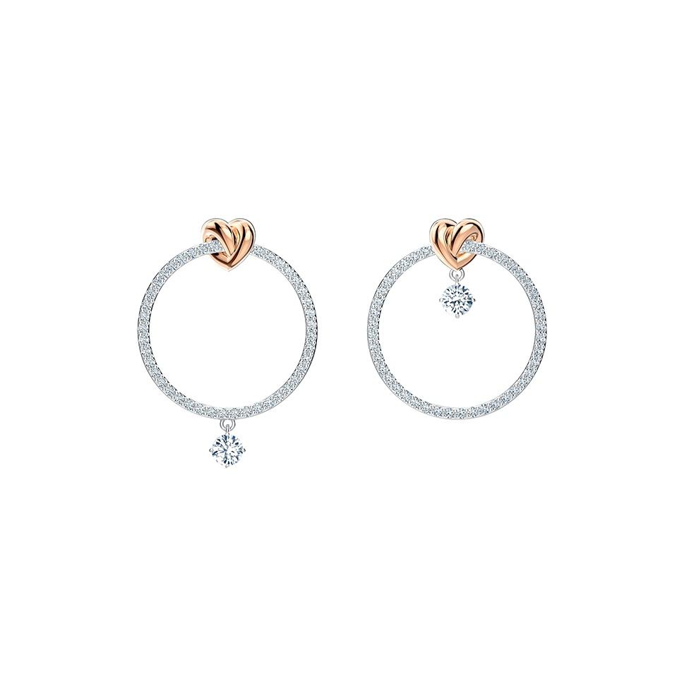 Swarovski Lifelong Heart Pierced Hoop Earrings Women earrings White Metallic 5517933 Box (Random Color),White