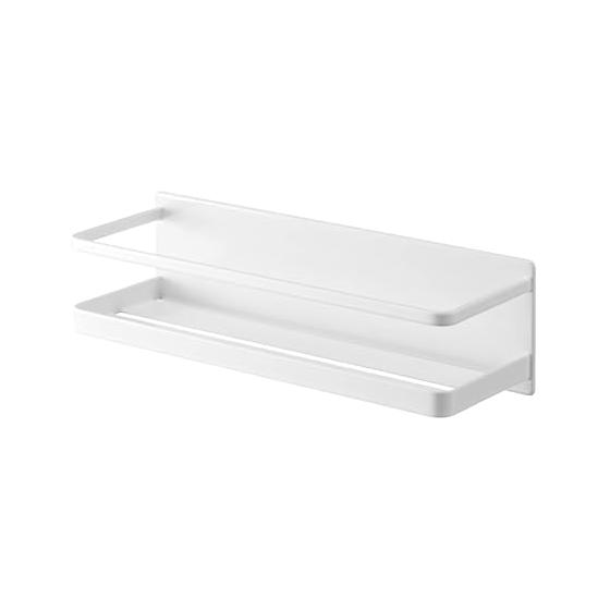 Yamazaki Jitsugyo 4237 Magnetic Bathroom Rack Wide White Approx. W28XD9.5XH8cm Mist Bathroom Rack Bathroom Storage with Hook