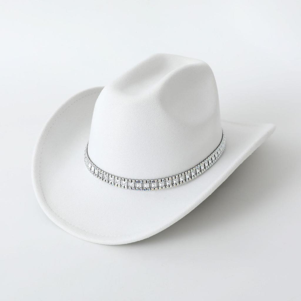 Panama top hat European and American western cowboy top hat three-dimensional colored diamond wedding ball jazz hat felt hat