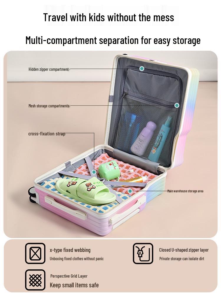 Girls' Lightweight 20" Carry-On Ride-On Suitcase with Combination Lock for Elementary Students