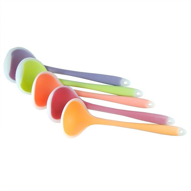 Ensemble de cuillères à soupe colorées à long manche en silicone, antiadhésives, grandes cuillères alimentaires, louche, ustensiles de cuisine certifiés FDA, 1 pièce