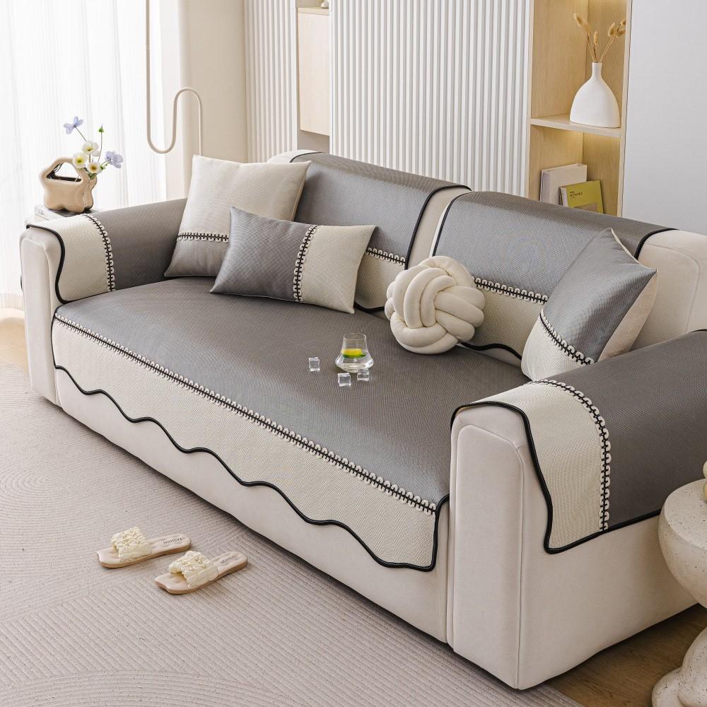 Non-Slip Breathable Patchwork Sofa Couch Summer Cooling Beads Ice Feel Sofa Mat Irregular Shape Ice Silk Cooling Seat Cushion 70x70cm