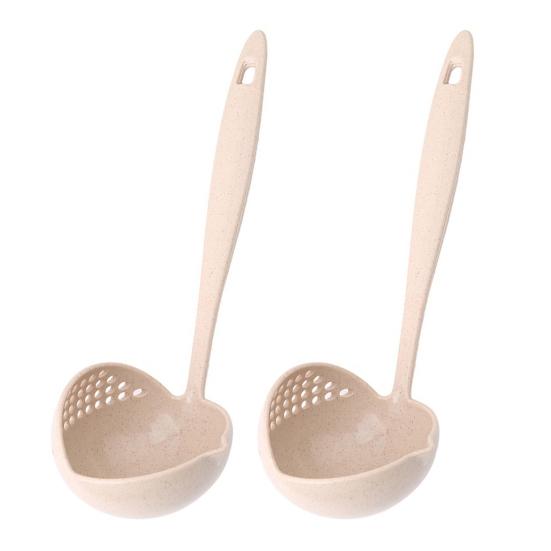 2-In-1 Long Handle Soup Ladle with Strainer Soup Spoon Essential Kitchen Tool for Cooking