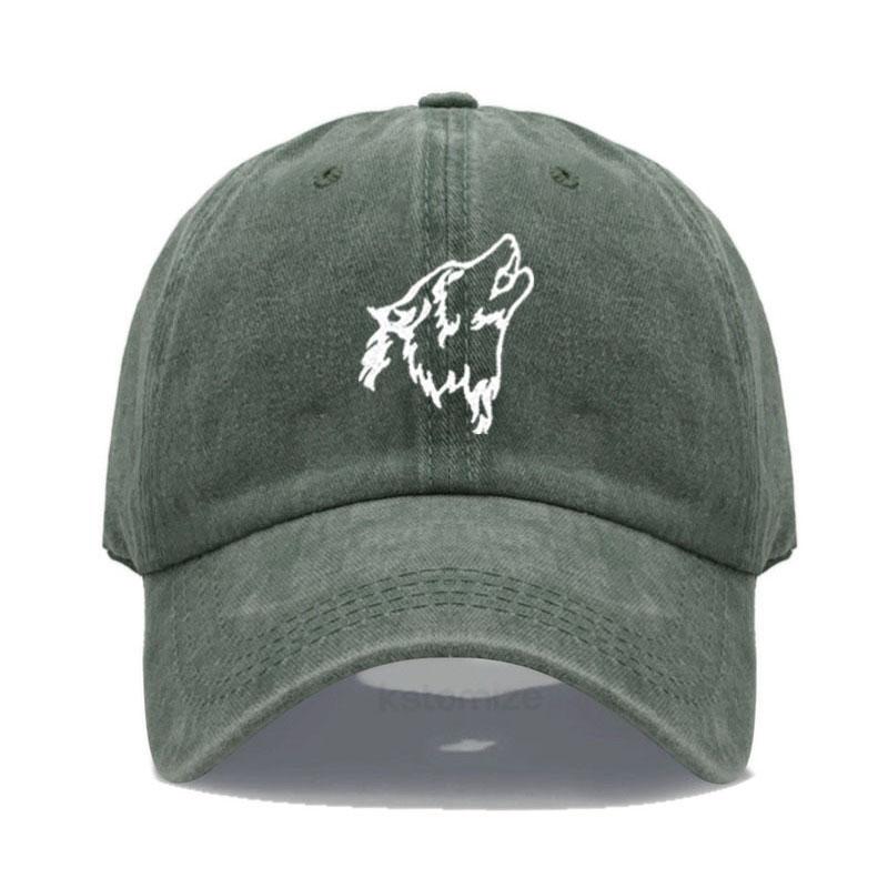 Women's Baseball Cap Men's Washed Cotton Wolf Howl Embroidery Embroidery Dad Hat Sport Golf Caps For Man Sun Hats Dropshipping